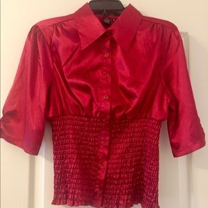 Satiny Red Blouse by Cotton Express. XL